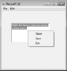 Copying part of a main menu to a context menu