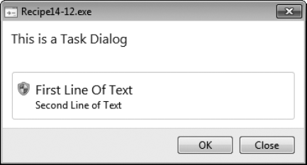 Elevated task dialog