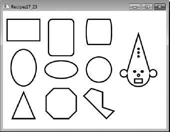 Examples of simple and complex shapes on a canvas