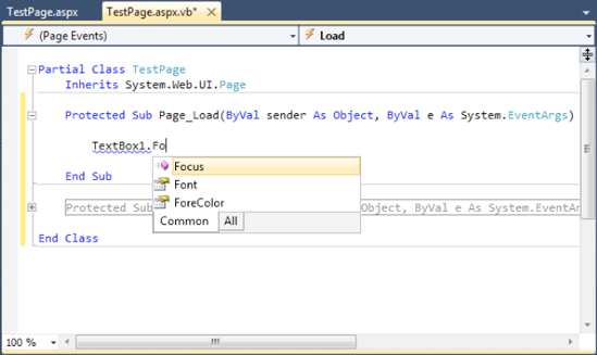 IntelliSense at work