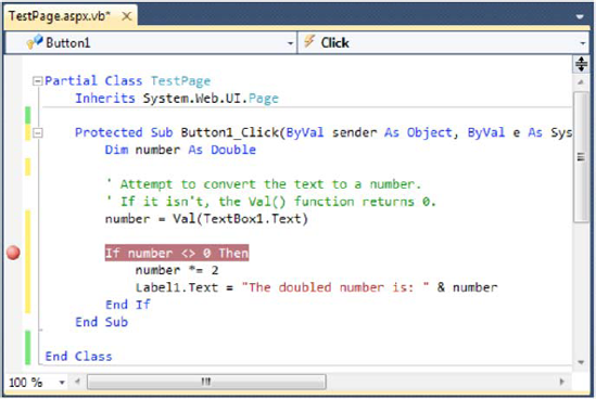 Setting a breakpoint