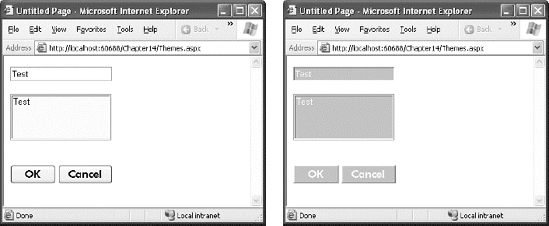 A simple page before and after theming