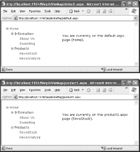 Navigating from page to page with the TreeView