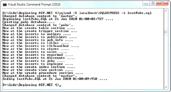 Running a SQL script with sqlcmd.exe