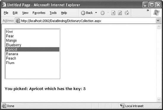 Binding to the key and value properties