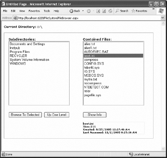 A web server file browser