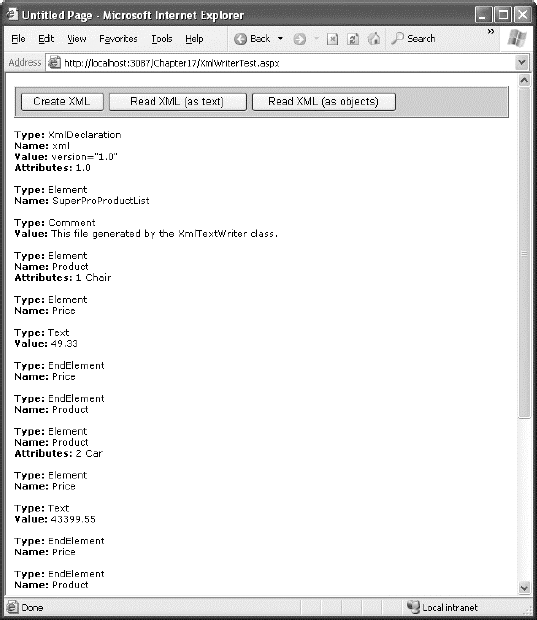 Reading XML structure