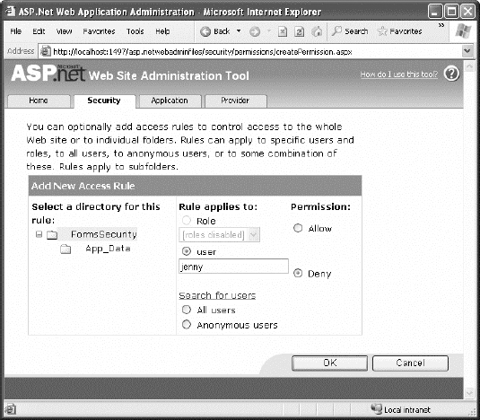 Adding an authorization rule