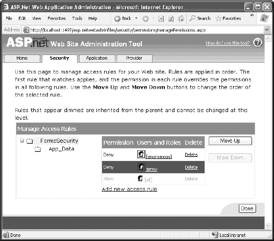 Ordering authorization rules