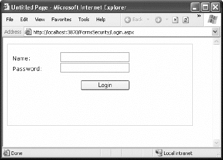 A typical login page