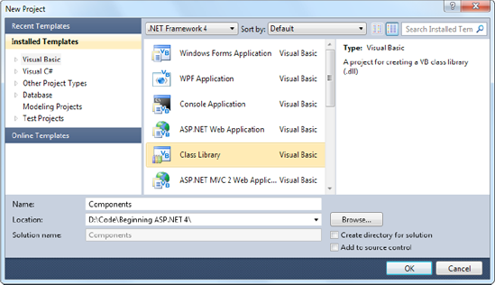 Creating a component in Visual Studio