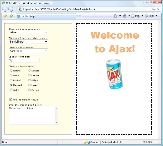 The greeting card maker, Ajax style