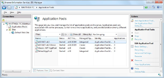 The standard application pools