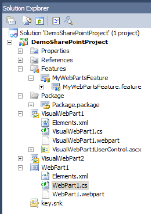 The project structure in Solution Explorer