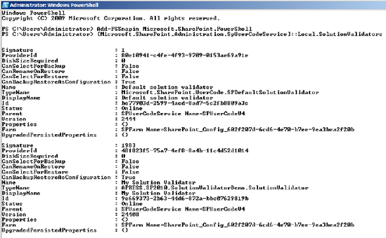 Check whether your solution validator was registered in SharePoint