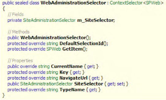 Contents of the WebAdministrationSelector class as a starting point for your own implementation