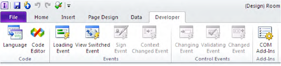 Developer ribbon bar in InfoPath Designer