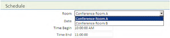 Selecting rooms from a SharePoint list