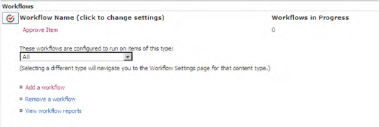 Workflow Settings page