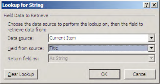 Lookup dialog