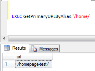 The expected output of the stored procedure is the primary URL.