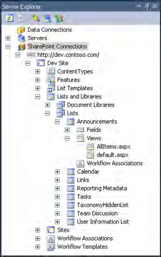 Browsing a SharePoint site using Server Explorer within Visual Studio