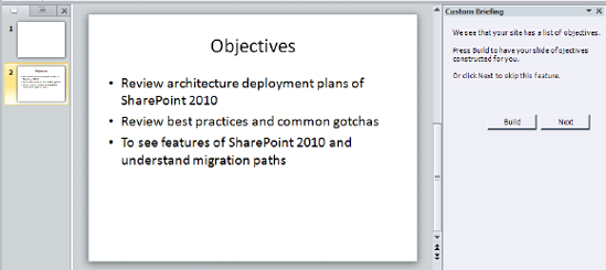 The contructed Objectives slide