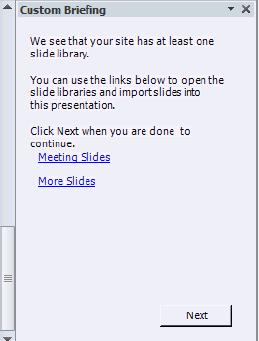 Displaying links to slide libraries