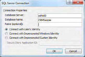 Defining the SQL Server connection