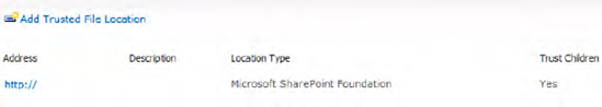 Trusted file locations within SharePoint for Excel Services