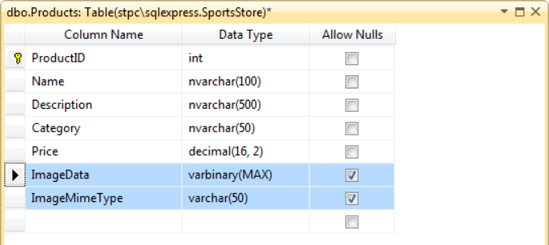 Adding new columns using Server Explorer