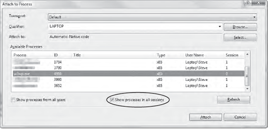 Attaching the Visual Studio debugger to the IIS 6/7 worker process
