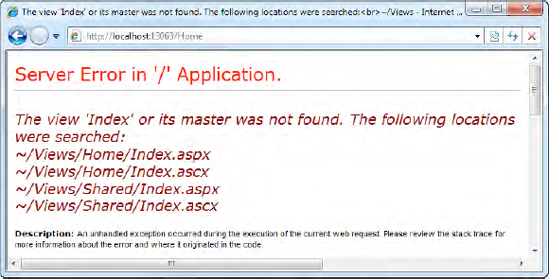 You know you're on the right track when you see an ASP.NET MVC error message.
