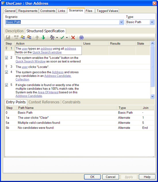 "Use Address" converted into a structured scenario