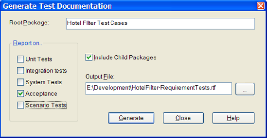 Generating a Requirements test report