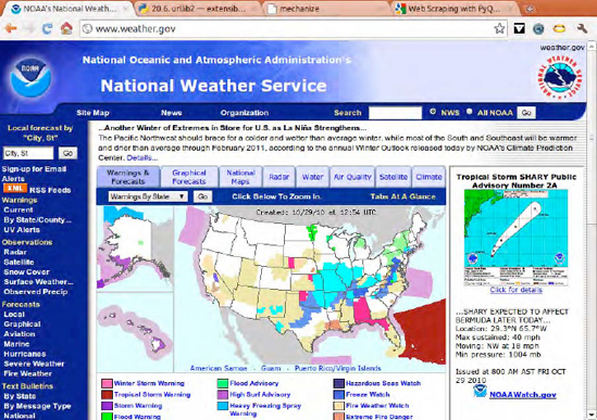 The National Weather Service web site