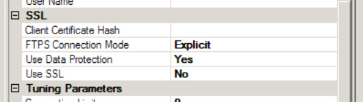 Configuring the SSL settings for SFTP