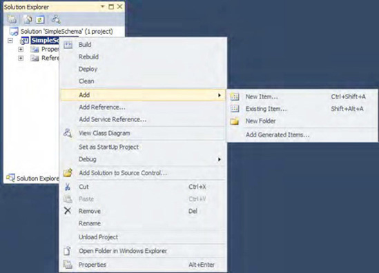 Adding an item from the Solution Explorer