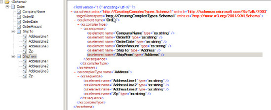 Order schema with the Address complex type