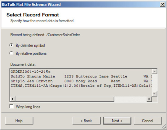 Selecting the record format