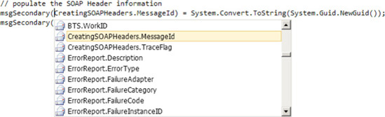 The properties are based on the namespace given to the SOAP Header schema