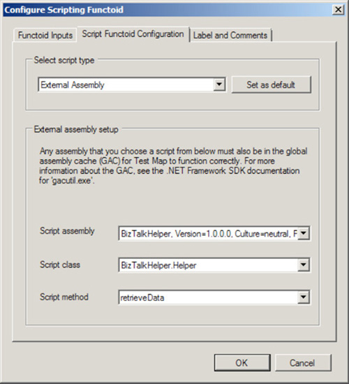 Configuring a Scripting functoid with an external assembly