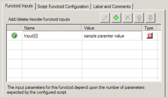 Configuring the Scripting functoid's input parameters