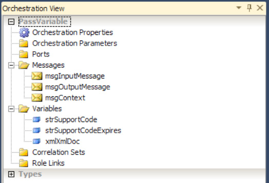 The orchestration messages and variables