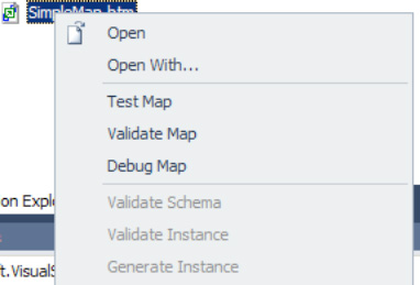 The context menu of a map