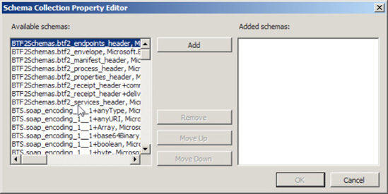 Schema Collection Property Editor dialog box