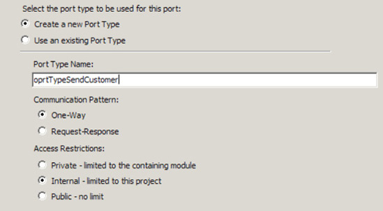 Configuring an orchestration port for sending messages