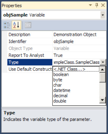 Variable Properties window