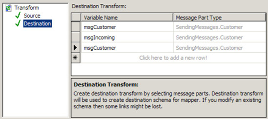 Creating multiple messages in the destination mapping