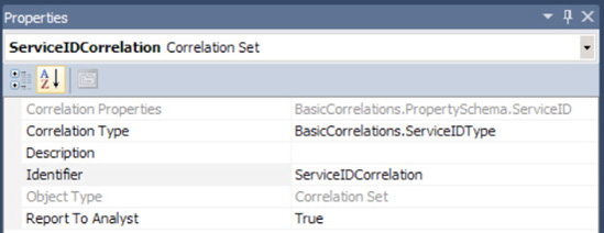 Setting the correlation set properties